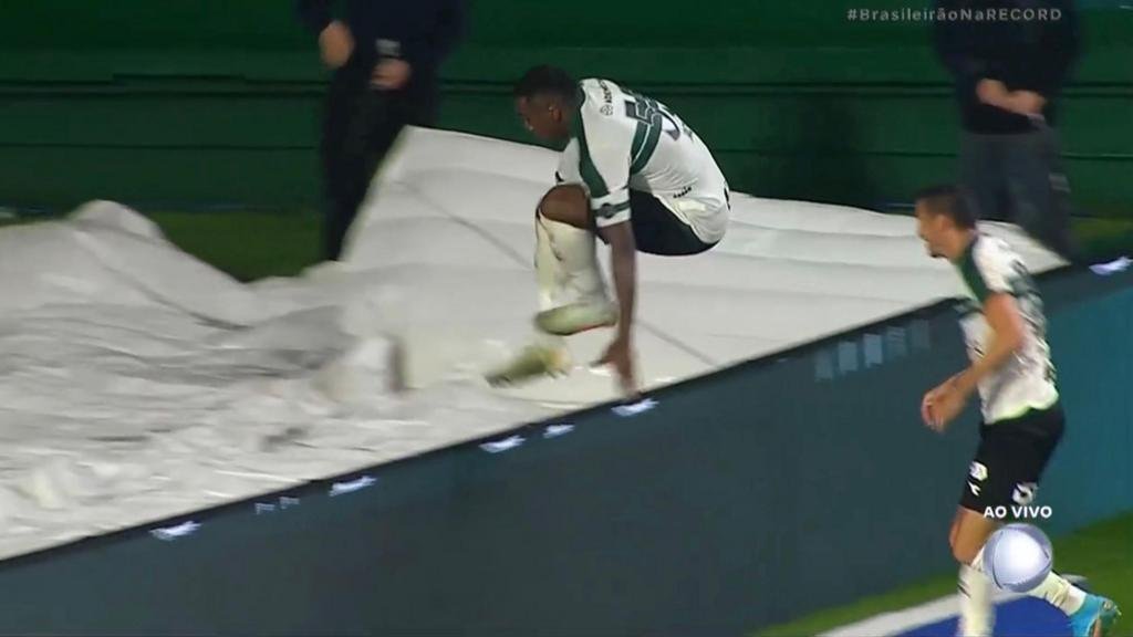 Brazilian Player Takes Tumble Down Tunnel in Exuberant Goal Celebration